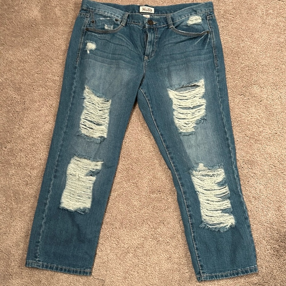 Ripped blue jeans